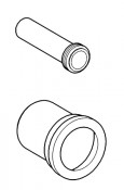 Canotto di entrata/uscita per vaso sospeso tubo di collegamento Ø 45 mm, raccordo, morsetto, con manicotto di scarico Ø 110 mm lunghezza 150 mm copertura per i perni di fissaggio del vaso Canotto di entrata/uscita per vaso sospeso tubo di collegamento Ø 45 mm, raccordo, morsetto, con manicotto di scarico Ø 110 mm lunghezza 150 mm copertura per i perni di fissaggio del vaso